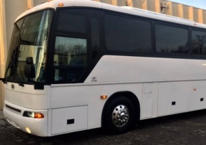 Driver's side of Charter Bus
